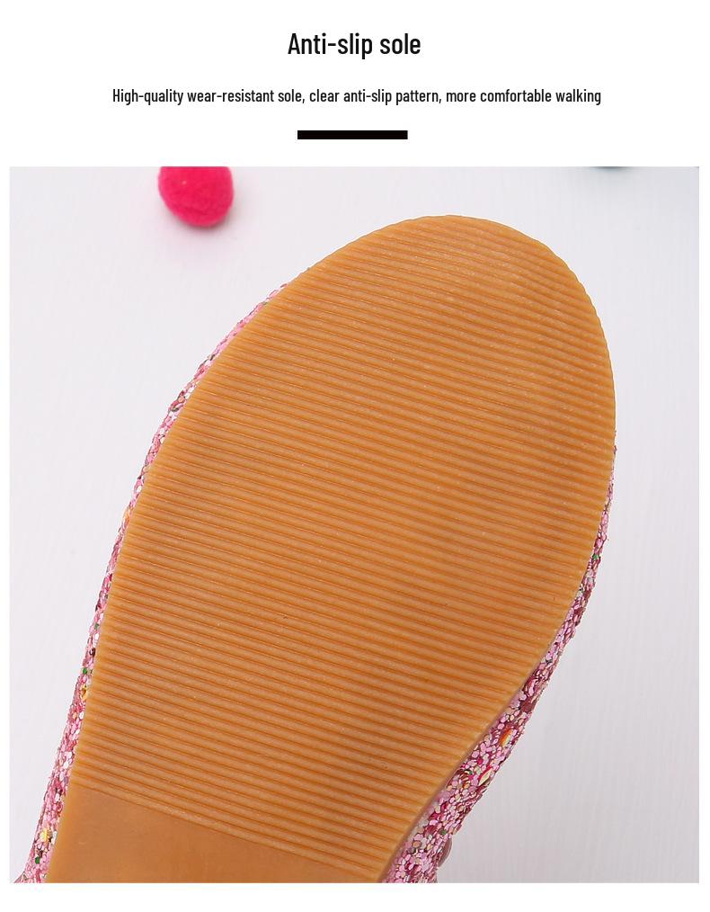 2025 Elsa Princess Crystal Leather Shoes for Girls - Soft Sole Spring/Autumn Performance Shoes