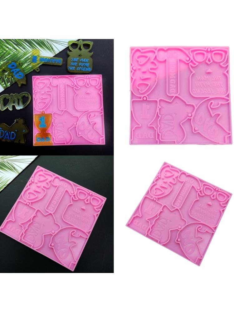 Silicone Pendant Mold for Father's Day Keychains Flexible Keychain Pendant Silicone Mold for Jewelry Studios Crafting