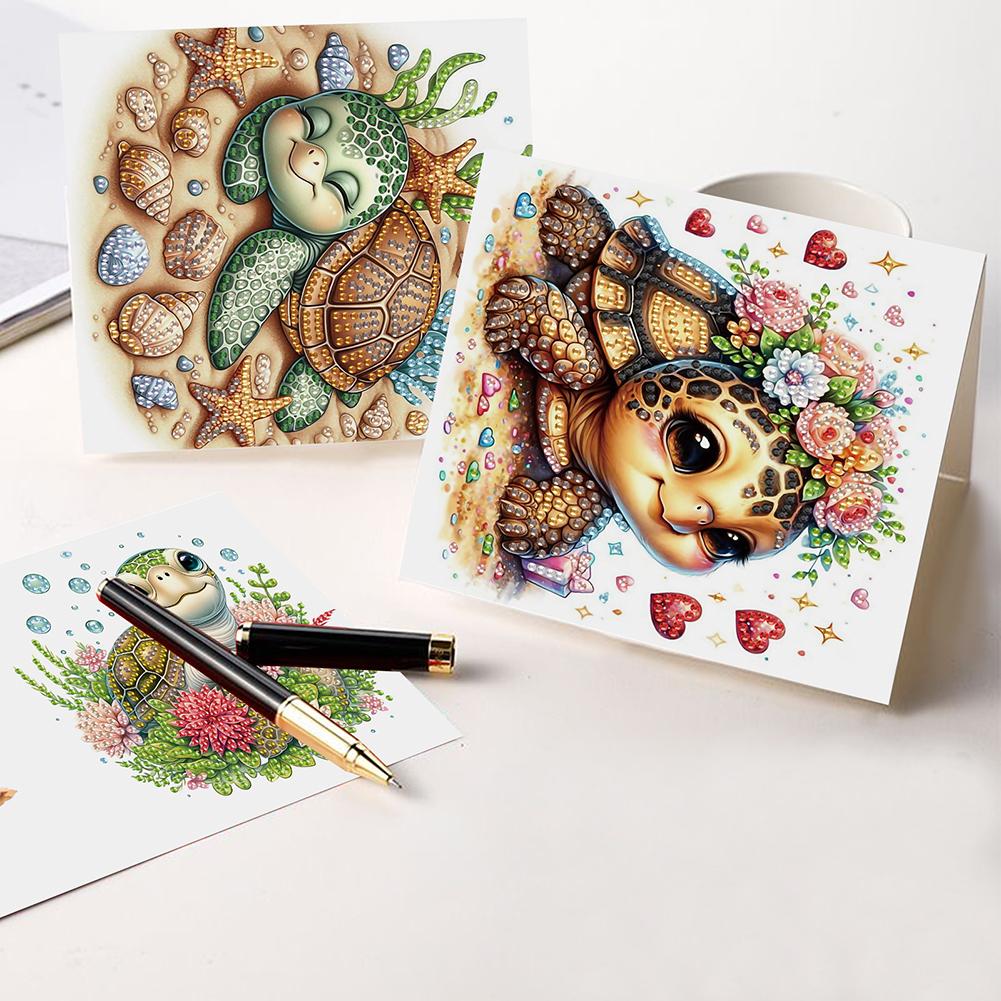 6pcs DIY Rhinestone Diamond Art Mosaic Postcards Diamond Art Greeting Cards Creative Birthday & Thanksgiving Card Kit