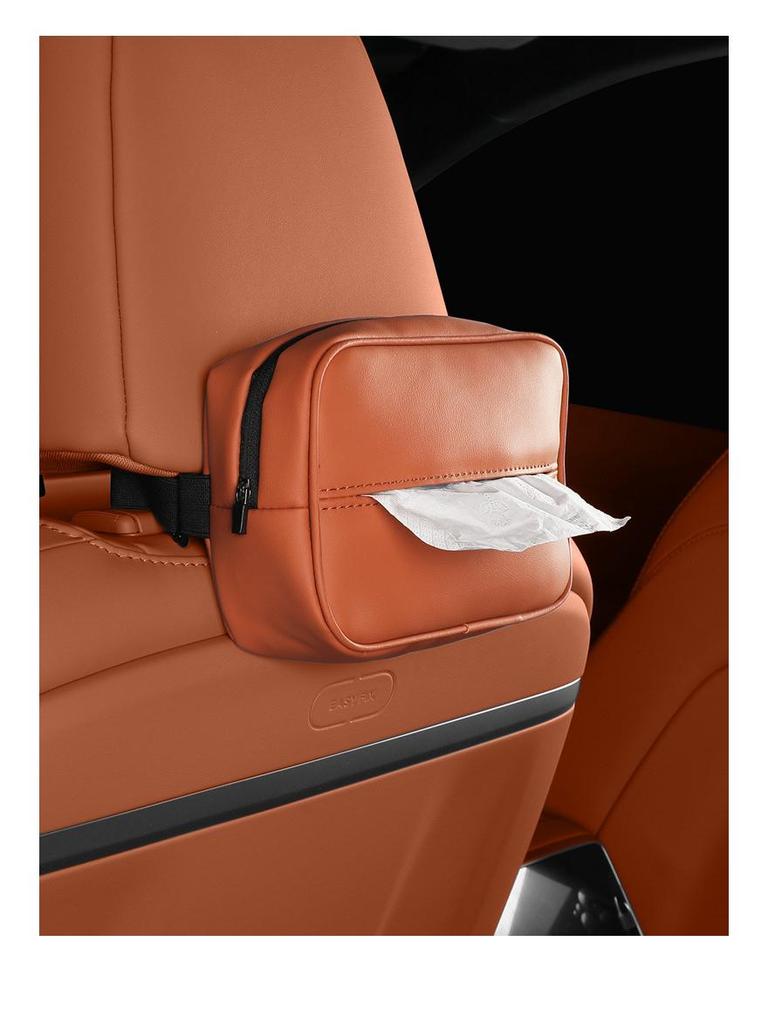 Letao L60 Leather Zipper Seat Tissue Bag - Original Car Color, Convenient Storage for Interior.