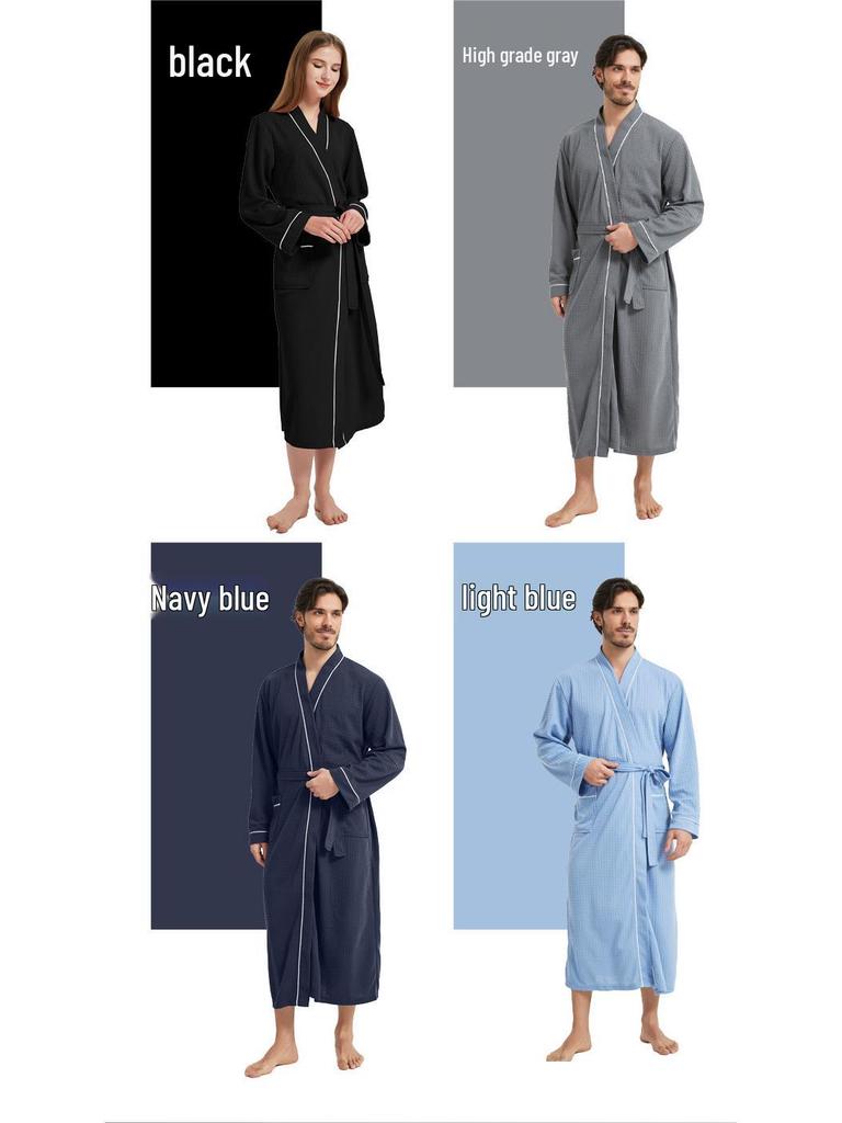 Top-Selling Waffle Couple Pajamas: Plus Size Summer Bathrobe, Absorbent Loungewear for Men & Women