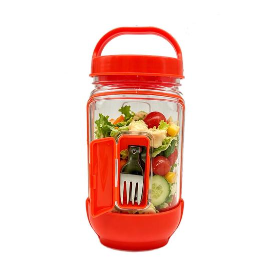 

Salad Jar Side Open Salad Container Leakproof Meal Prep Box with Dressing Compartment Reusable Food-Safe Bowl for Travel Office Lunch помаранчевий