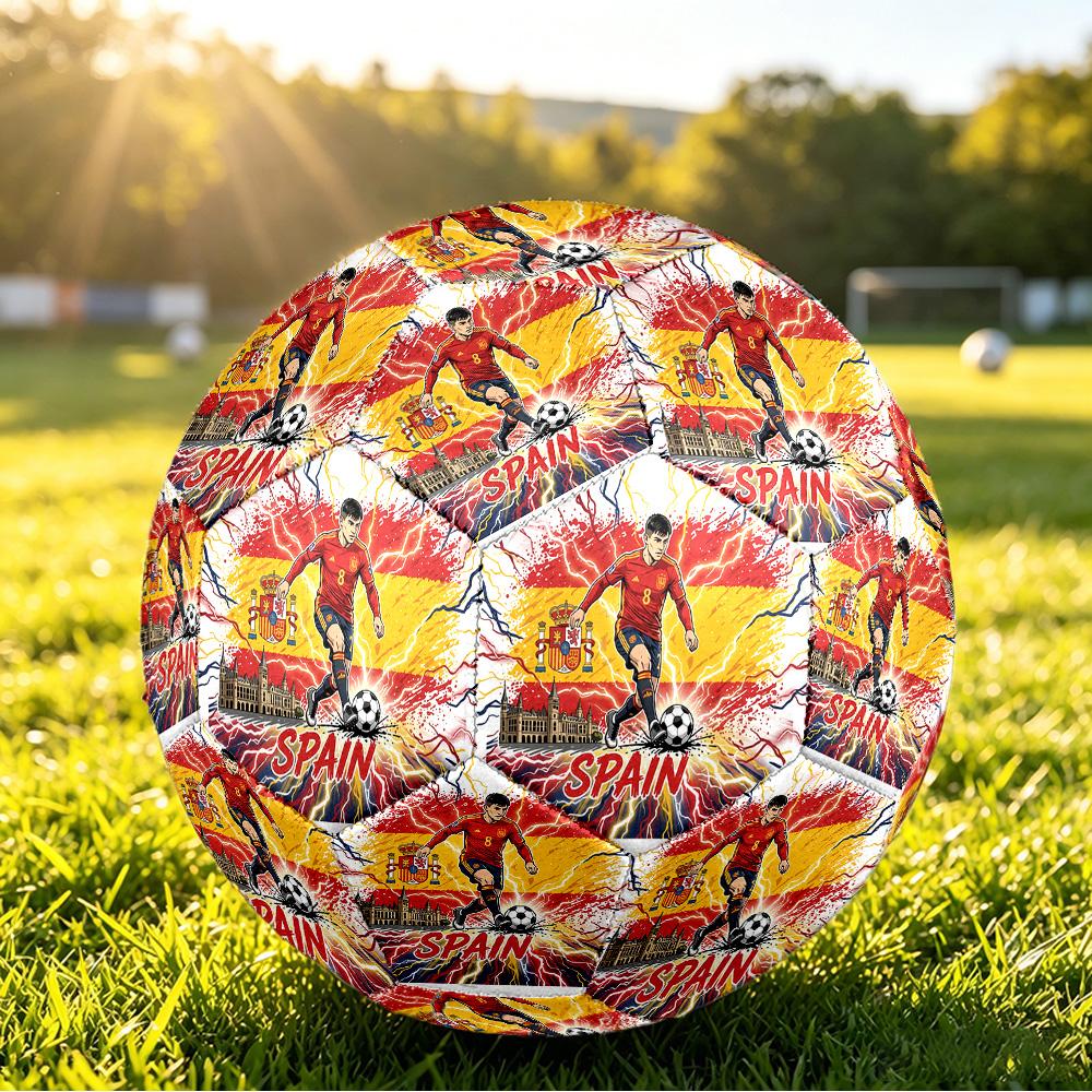 Spain Football Printed Size 5 Soccer Ball Wear Resistant Standard Adult Training Football Fan Gift for Indoor Outdoor Match Sports