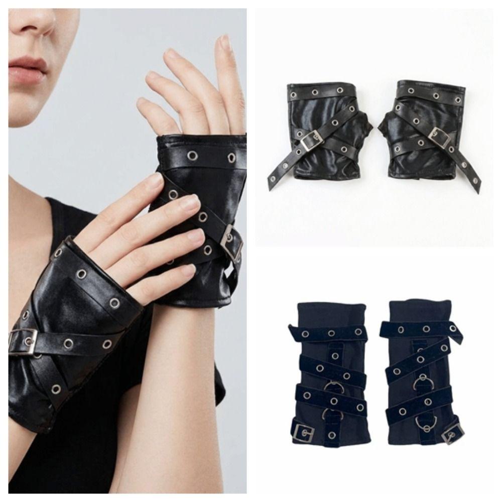 Y2K Half-finger Gloves Black Fingerless Mittens Fashion Arm Cover Outdoors