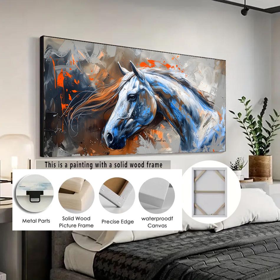Large Fashion Horse Canvas Mural - Brown Horse Portrait Wall Decor for Living Room or Bedroom