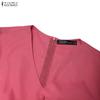 ZANZEA Abito Lungo Casual Elegante da Donna con Scollo a V, Colore Unito, Manica 3/4