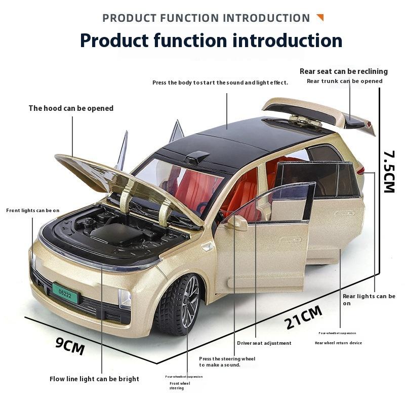 1:24 LEADING IDEAL ONE L9 SUV New Energy Vehicles Alloy Diecast Model Sound & Light Toy Display Ornament Children Toy Present