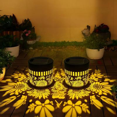 Yousheng Decorative Solar Lights Metal Hollow Pattern Outdoor Step Wall Lights Weather-Resistant Landscape Lamp Waterproof Fence Lights for Garden