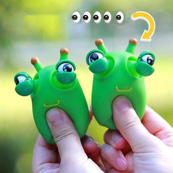 1/2/3Pcs Popping Eye Cabbage Worm Toy Anxiety Stress Relief Caterpillar Squeeze Pinch Sensory Toy Kids Teens Adults Soft Stress Ball Animal Fidget Toy