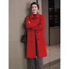 Womens Solid Color Wool Blend Coat Mid-Length Loose Fit Winter Outerwear Elegant Office Style