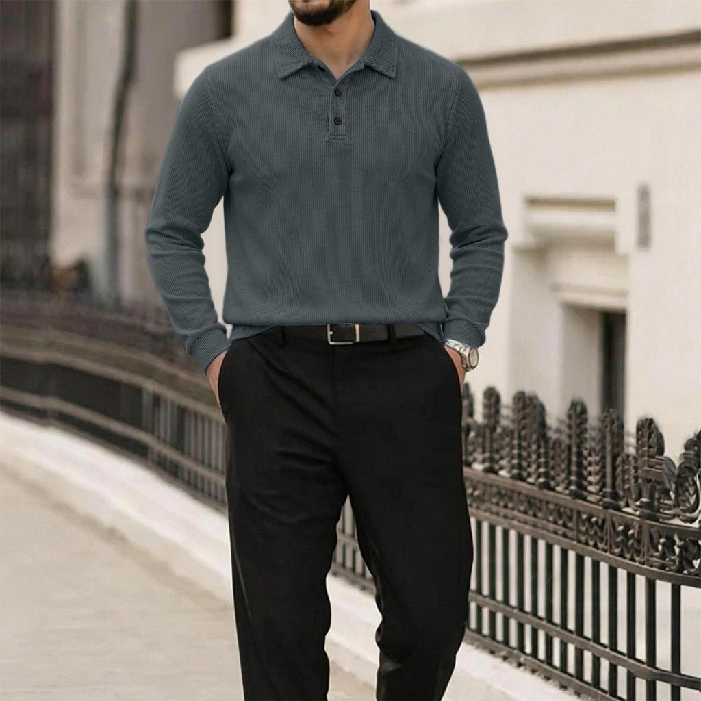 Men's Slim Fit Corduroy Pullover Sweater Knit Top for Casual Daily Wear
