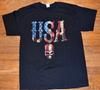 Black T-Shirt with Skull American Flag USA America Pride T-Shirt Tee Brand New