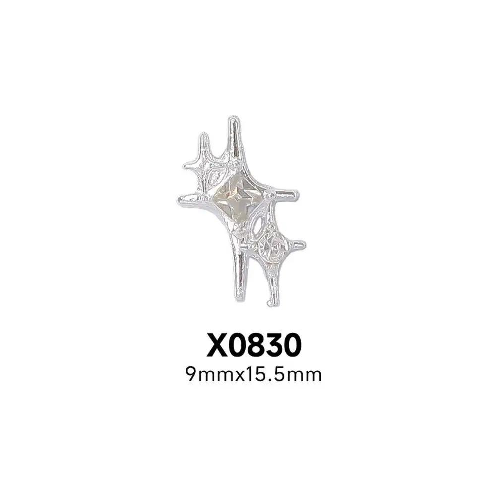 10Pcs 3D Star Alloy Rhinestone Nail Art Charms Gold/Silver Shiny Glitter Diamond Press on Nails Manicure DIY Decorations