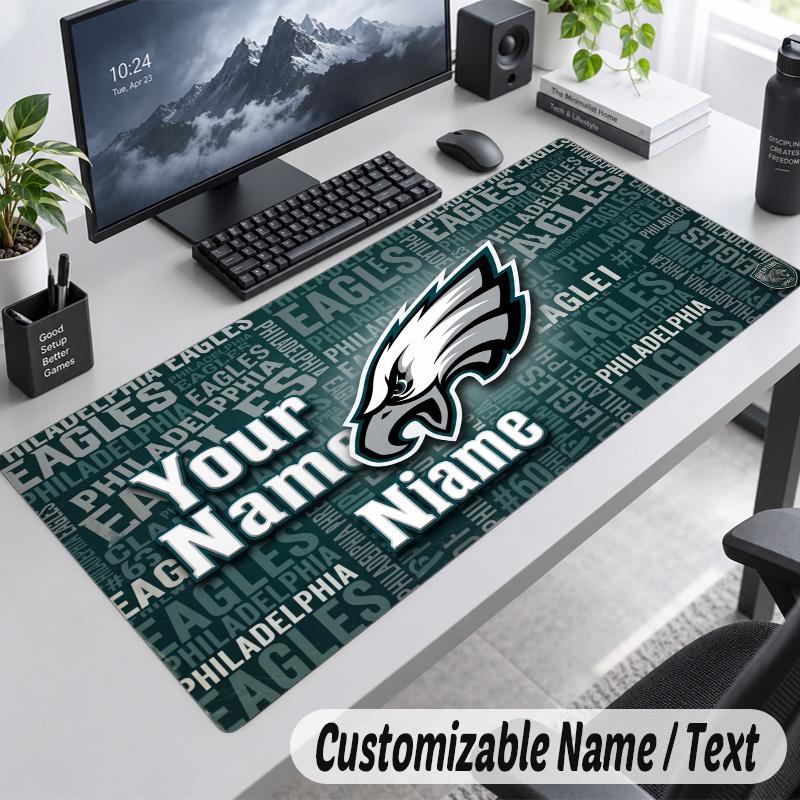 Philadelphia Eagles Personalized Large Mouse Pad Custom Name Text Extended Desk Mat Gaming Mousepad