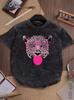 Stylish Leopard Graphic TShirt Relaxed Retro Washed Tee For Men Women Travel Daily Vacation Stylish Casual Street Looks