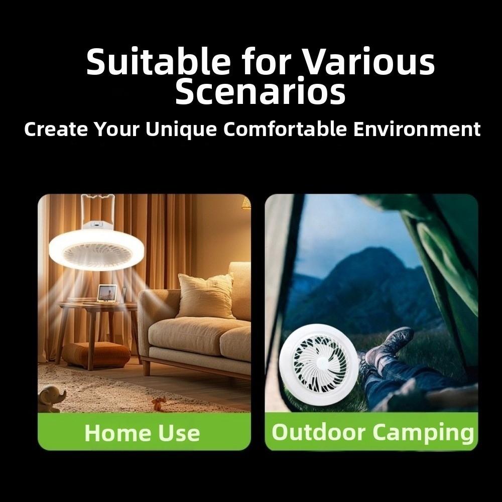 USB Rechargeable Ceiling Fan Light Energy Saving Electric Fan Night Lamp  Outdoor Tent