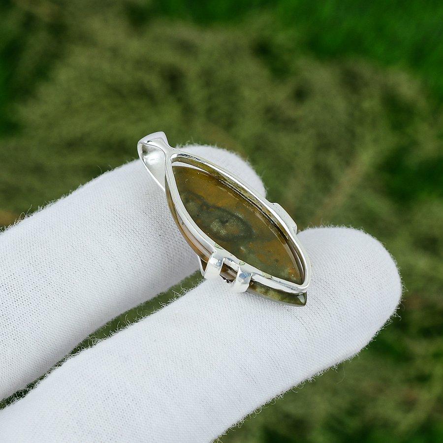 Sisters Day Sale Ocean Jasper Stone Bezel Pendant Jewelry 925 Sterling Silver