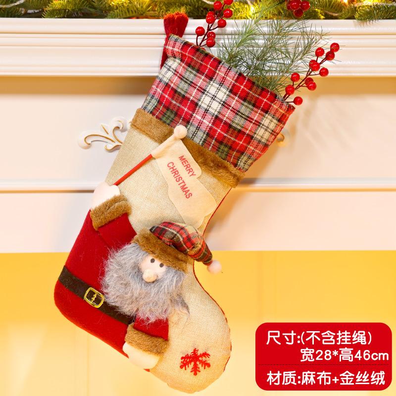 Christmas Stockings Socks Santa Snowman Hanging Xmas Tree Ornaments Christmas Decor for Home New Year Navidad Candy Gift Bags