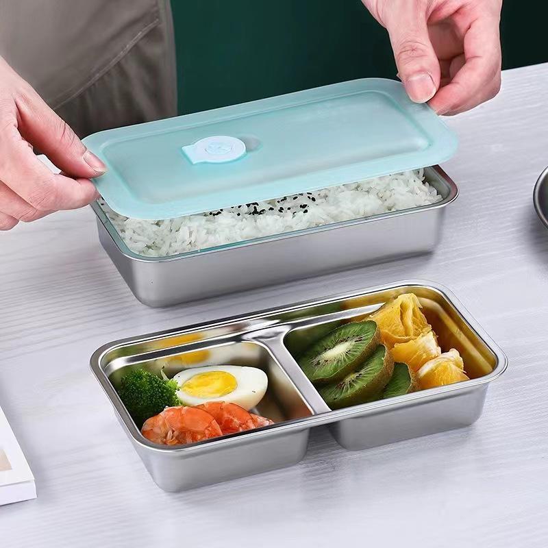 304 Stainless Steel Bento Box with Compartments - Sealed Storage & Fresh-keeping Container Single Compartment