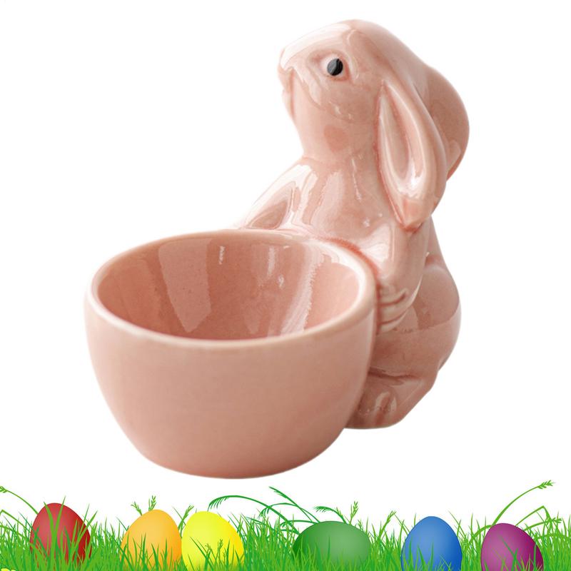 Ceramic Egg Cup Breakfast Rabbits Egg Holder Desktop Easter Bunny Egg Stand For Hard Boiled Eggs Kitchen Utensils