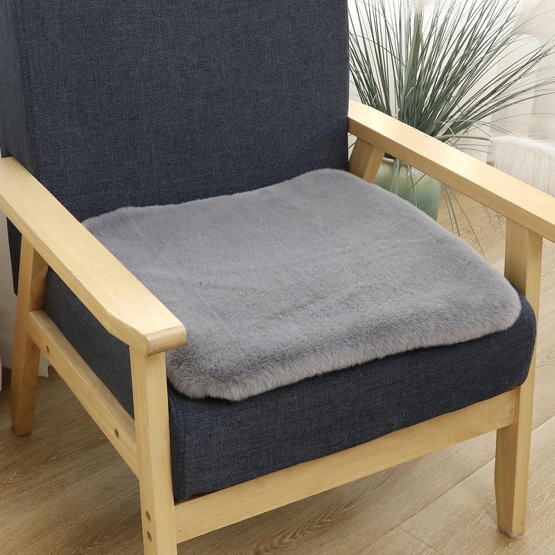 Thick Faux Rabbit Fur Seat Cushion for Office/Car - Perfect for Autumn & Winter