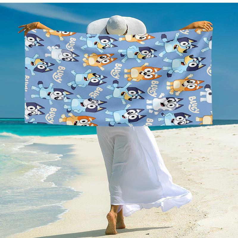 Ultra-Soft Beach Towel with Bluey Theme,Ideal for Pool - Camping, Diving - Perfect Travel Essential, Vibrant Beach Towel.