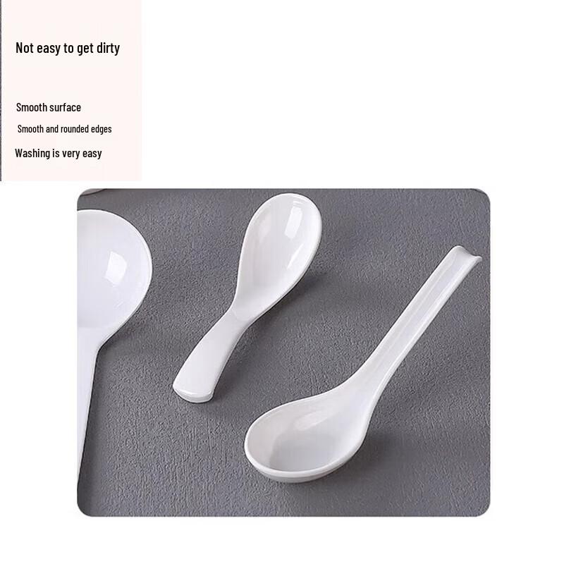 White Melamine Long-Handle Ramen Spoon