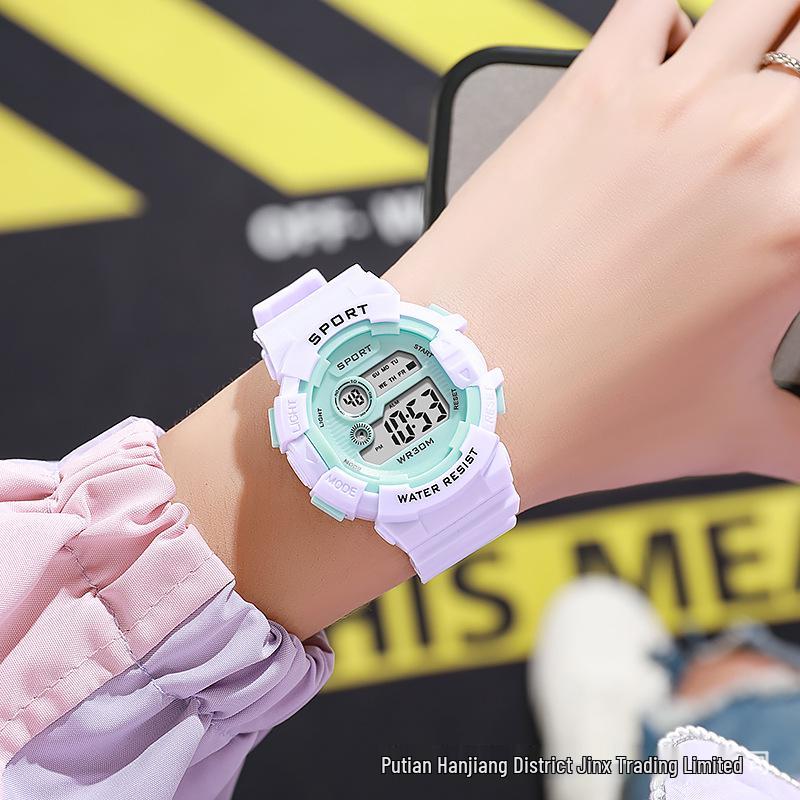 Children's Macaron Style Sports Watch with Luminous Alarm Clock
