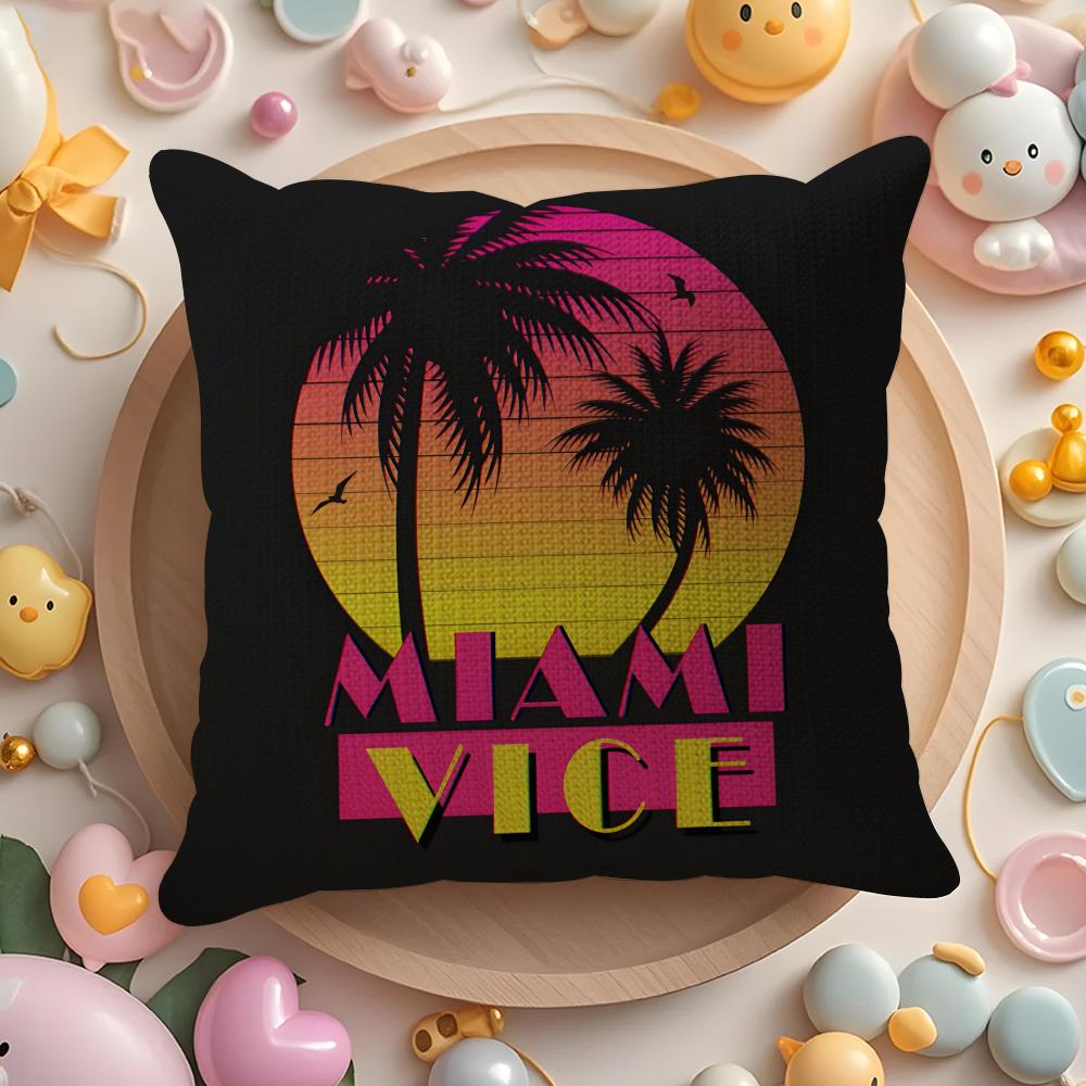 Miami Vice Pillow Case Pattern Printed Pillowcase For Living Room Sofa Cushion Cover Bedroom Decor