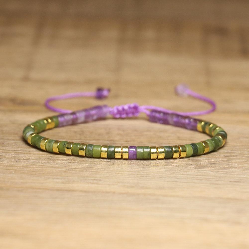2x4mm Dainty Imperial Jasper Bracelet for Women Handwoven Adjustable Healing Stone Jewelry Alloy Main Material for Anniversary