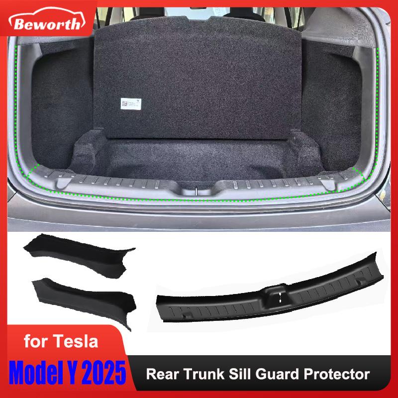 For Tesla Model Y Juniper 2025 Trunk Threshold Strip TPE Mats Sill Guard Rear Cargo Anti Scratch Protector Interior Accessories