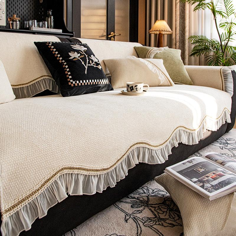 Special non-slip leather seat cushion for special-shaped sofa cushion Chenier straight row sofa 2025 three-seat one-lady cover