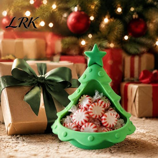 Seasonal Desk Organizer 3D Printed Christmas Tree Ornament, Desktop Storage for Candies Nuts Keys, Party Serving Platter Decorative Candle Holder