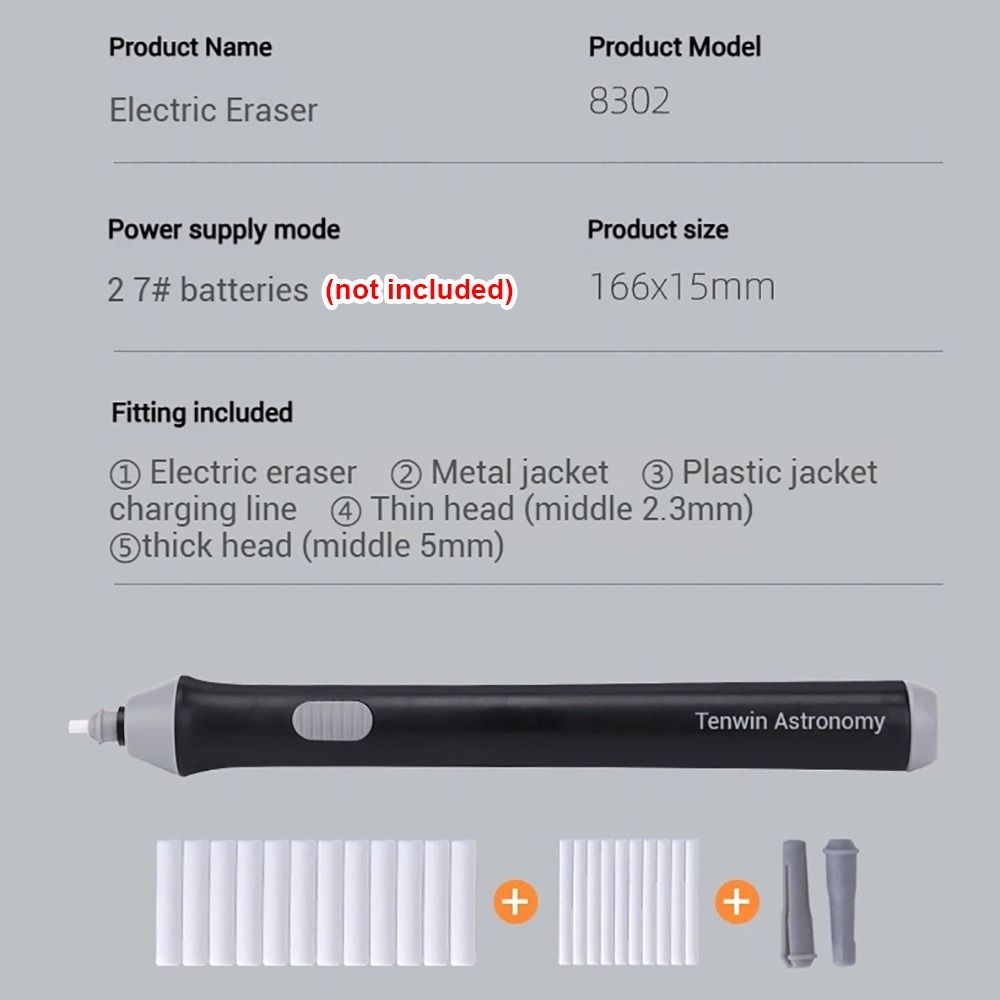 1Pcs Battery Powered Electric Rubber Eraser with Rubber Refills Adjustable Drawing Eraser Pencil Eraser