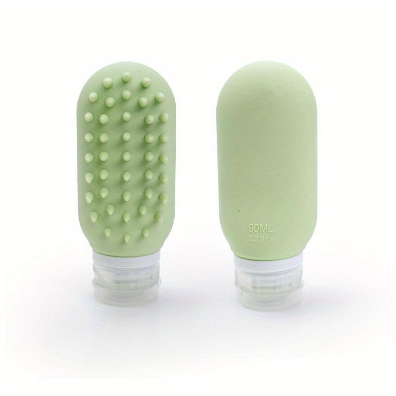 Refillable Silicone Squeeze Bottle Portable Travel Shampoo Lotion Dispenser with Built in Scalp Massager for Hair Care Storage