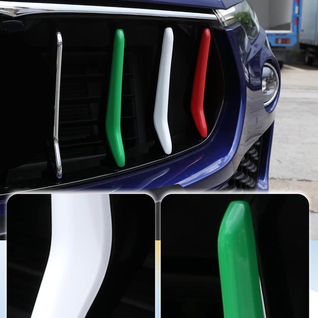 LLKUANG Front Grill Decoration Strips Trim Compatible with Maserati Levante 2016 2017 2018 2019 2020 2021 Car Grille Insert Trims 3PCS