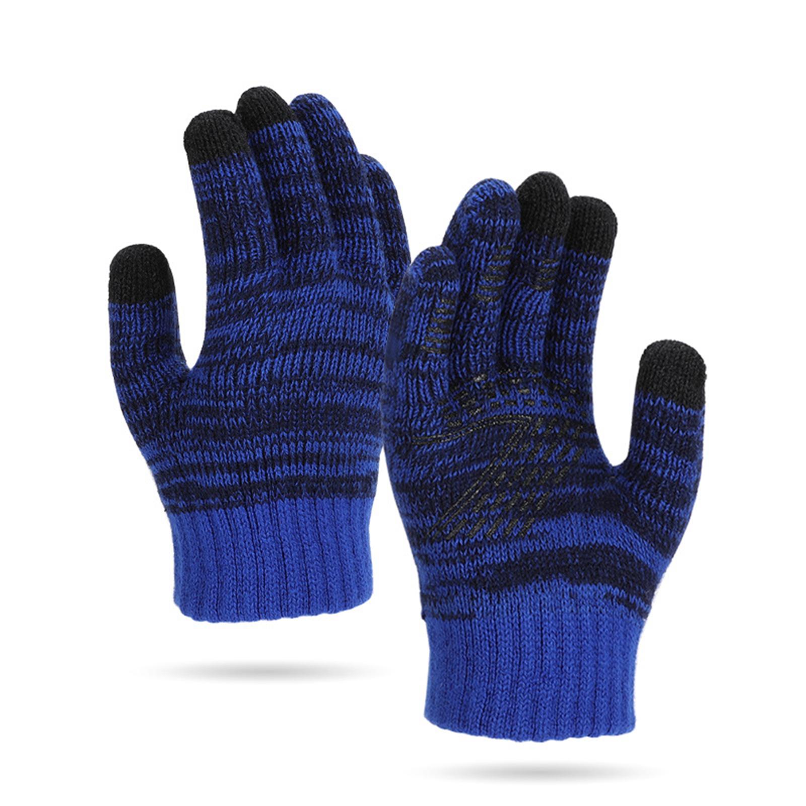 

Men s And Women s Knitted Gloves With Thick Velvet Insulation Gloves, Outdoor Cycling Cold Resistant Five Finger Gloves One Size синій