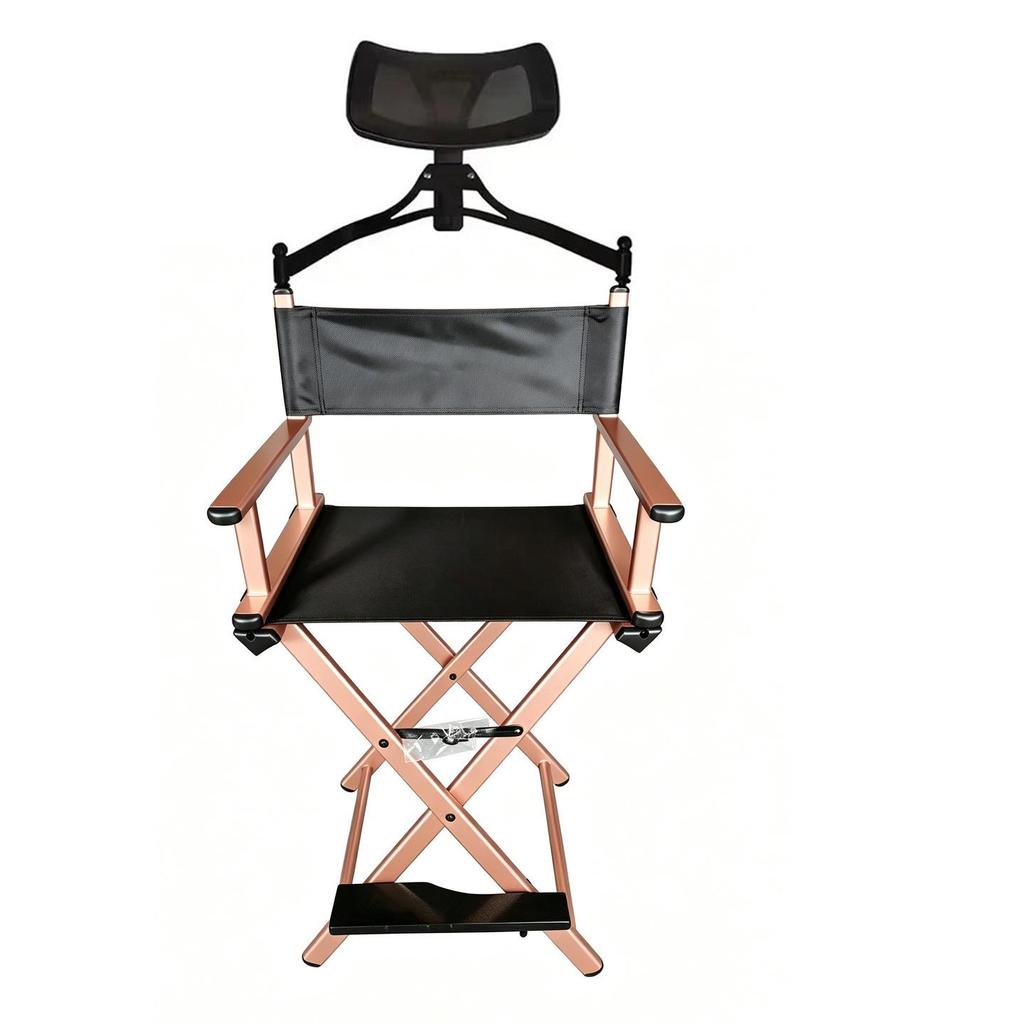 Foldable Aluminum Makeup Chair with Pillow, High Back, Outdoor Portable Hairdressing Chair