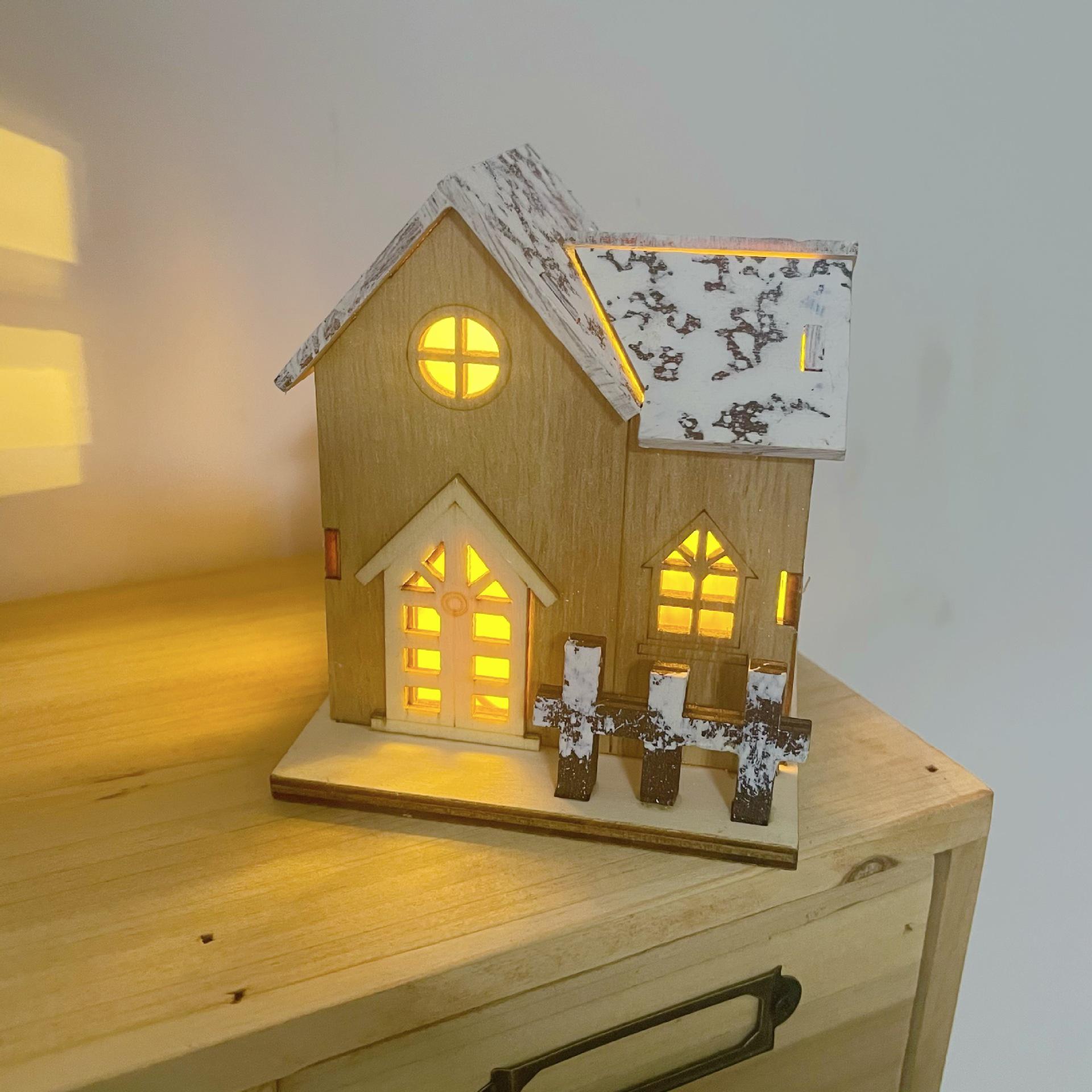 Snowy Miniature Cabin: Glowing Desktop Ornament & Christmas Decoration