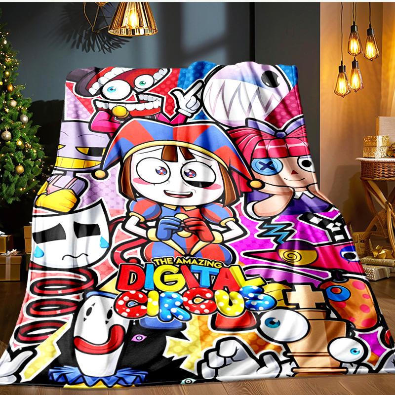 Digital Circus Adventure Blanket Flannel Throw for Sofa, Indoor, Camping, Living Room, Office, Chair, And Bed Soft Birthday Gift