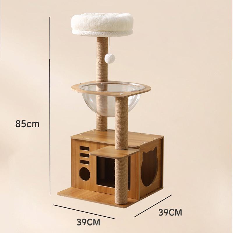 Compact Cat Tree with Bed & Space Capsule - Space-Saving Sisal Climbing Frame for Cats