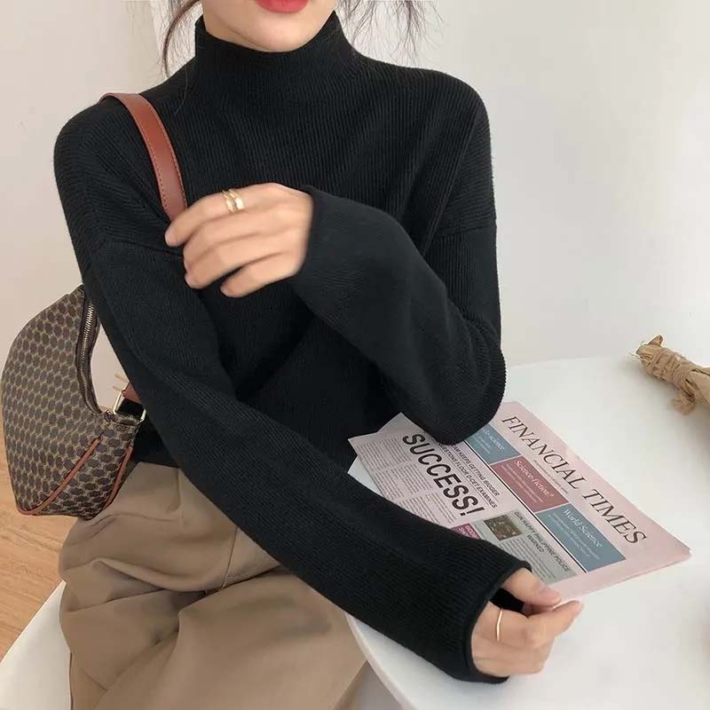 Knitwear Women's Sweater Half Turtleneck Loose All-match Top Bottoming Shirt Autumn and Winter