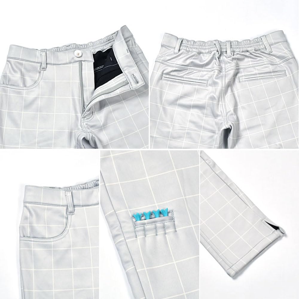 COMON GOLF Golf Stretch Cold and Plus Size Golf Pants with Slits and Elastic Houndstooth Size M Men's Pants, Fleece-Lined, Windproof, Waist, All-Over