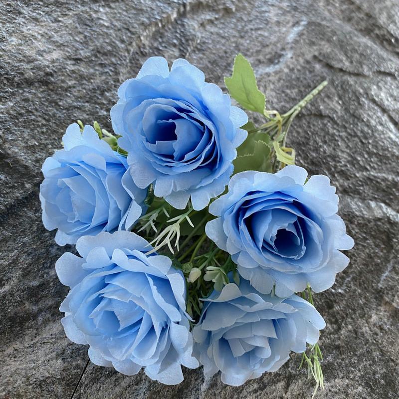 Bouquet Silk Bridal 5branch Artificial Flowers Weddings Decor Photography Props