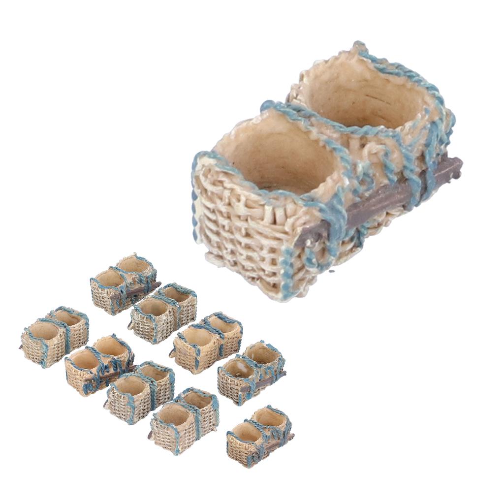 10PCS Miniature Rattan Basket Ornaments Simulation Basket Micro Landscape Bonsai Decoration