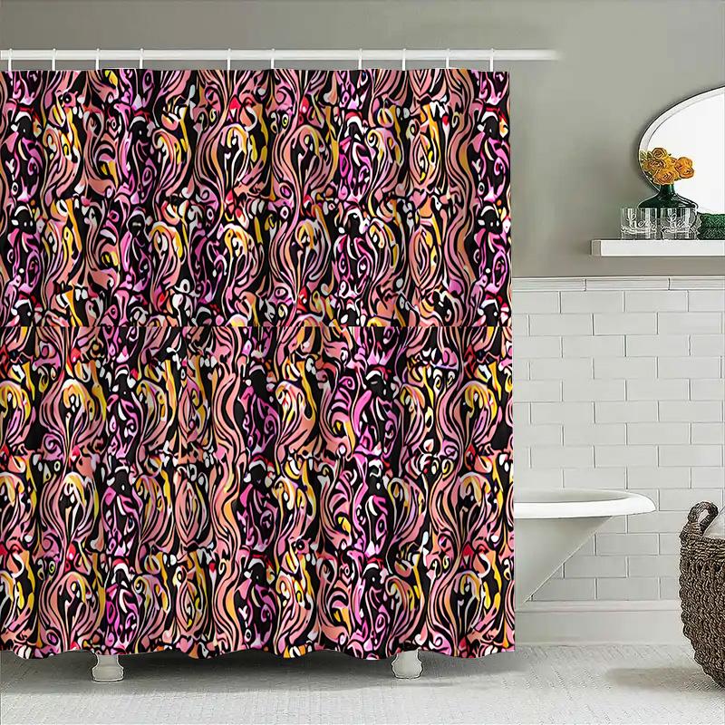 Black Pink Bath Mat Decorative Shower Curtain Set Waterproof for Bathroom Liner 3D Printed Design Home Decoration Accessories
