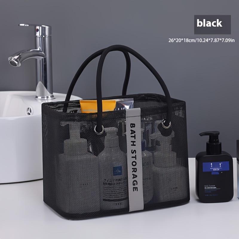 Large capacity, foldable, portable mesh toiletry bag, space saving, sturdy and durable