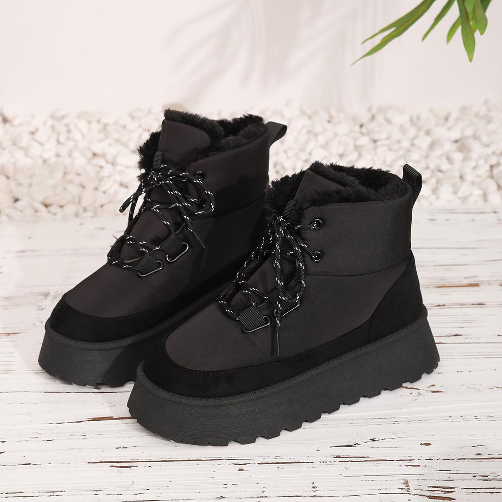 Women's Lightweight Comfortable Cold Warm Padded Snow Boots Non-slip Wear-resistant Outdoor Casual Sneakers Cotton Boots