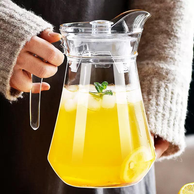 Transparent Glass Cold Water Kettle with Lid for Home or Restaurant | Large Capacity Juice & Drink Pitcher