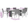 7 Piece Outdoor Dining Set with Cushions Gray Poly Rattan
